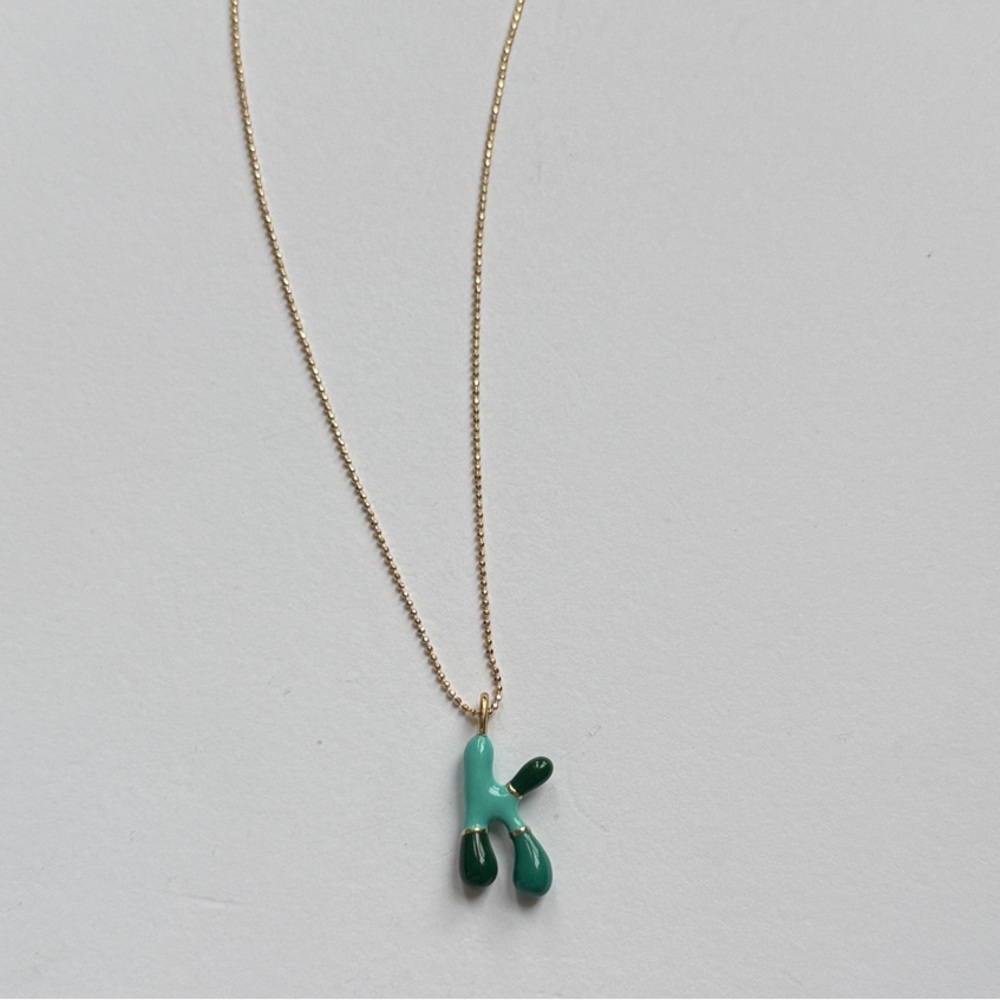 Elegant 14k filled Green K Pendant Necklace